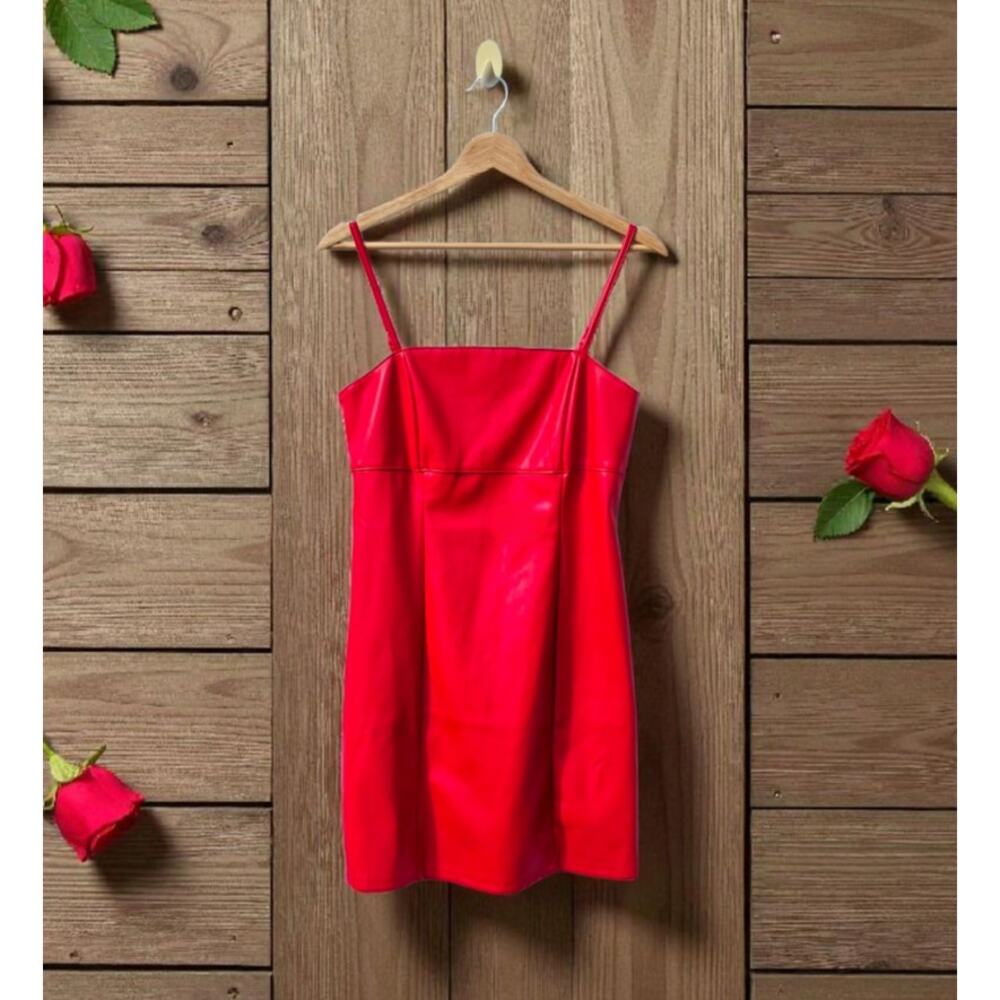 NWT Kirious Red Faux Leather Mini Dress L